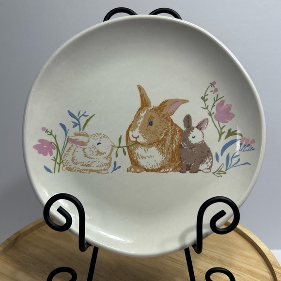 Bunny Rabbit Easter Spring 8" bamboo Melamine Salad Appetizer Plate Threshold - Picture 1 of 6